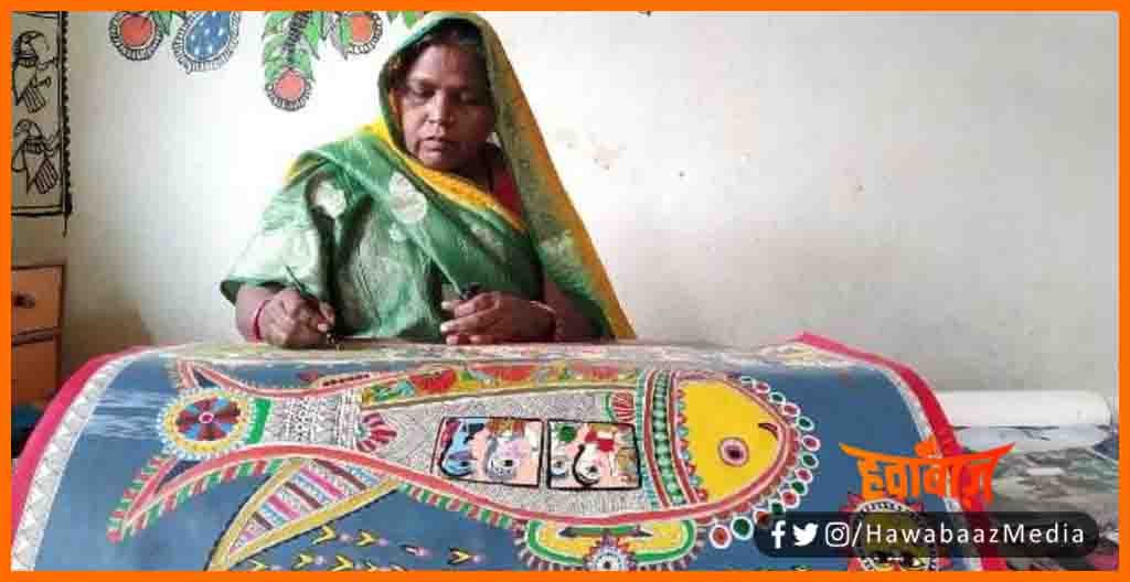 Padma Shree Dualri Devi, Dulari Devi Painting, Dulari Devi News, Dubai me lagegi dulari devi ki painting,  Madhubani News, Mithila news, Bihar news, 